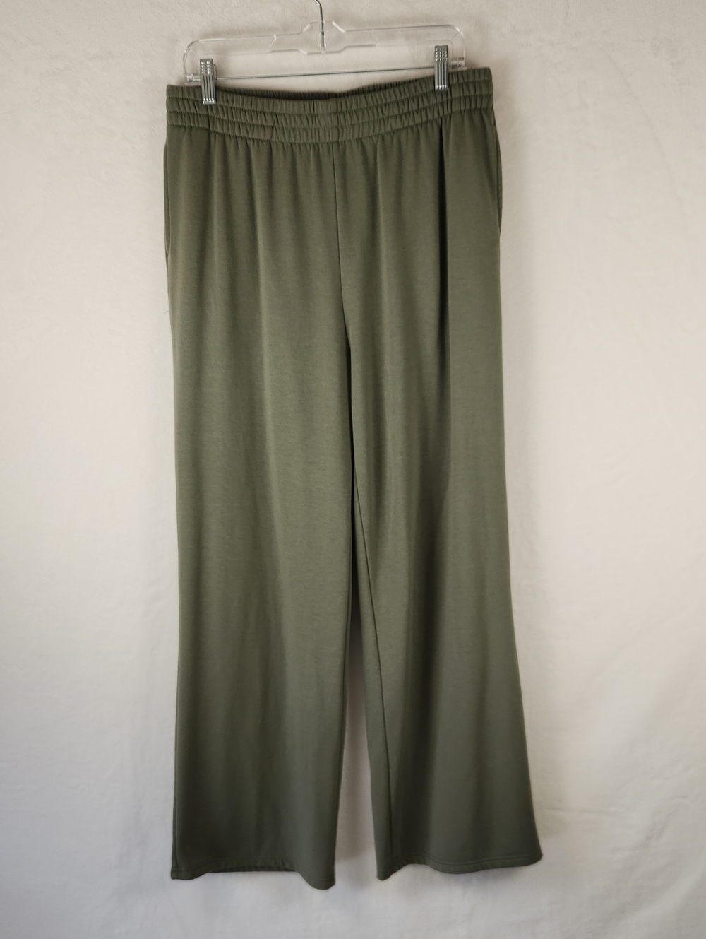 Wide Leg Joggers with Elastic Waist Soft 65% Modal Fabric Olive Green Size Large